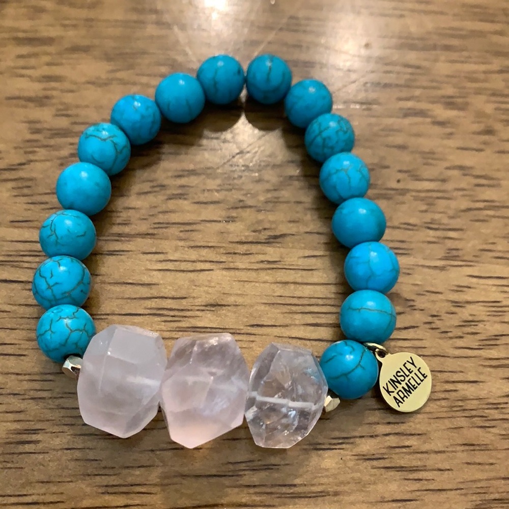 Turquoise and Rose Quartz Kinsley Armelle Stretch Bracelet